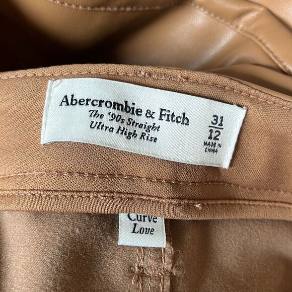 Abercrombie & Fitch The 90's Straight Ultra High-rise Curve Love Leather 31/12 - Picture 2 of 4